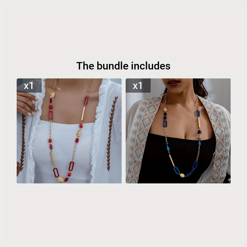 Boho Style Golden Plated Geometric Long Necklace